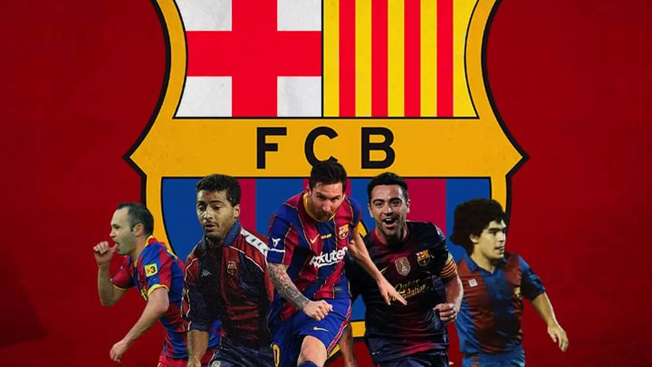 Barcelona - Andres Iniesta, Romario, Lionel Messi, Xavi, Diego Maradona