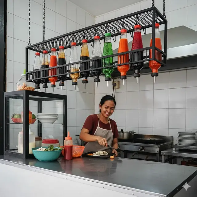 Desain Rak Gantung Warung  Hemat Tempat