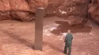 Monolit logam misterius di gurun Utah. Diasosiasikan dengan alien dan ekstraterestrial (Departemen Keamanan Publik Negara Bagian Utah)