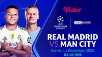 Nonton Liga Champions 2025/26: Real Madrid vs Man City Tayang di Vidio