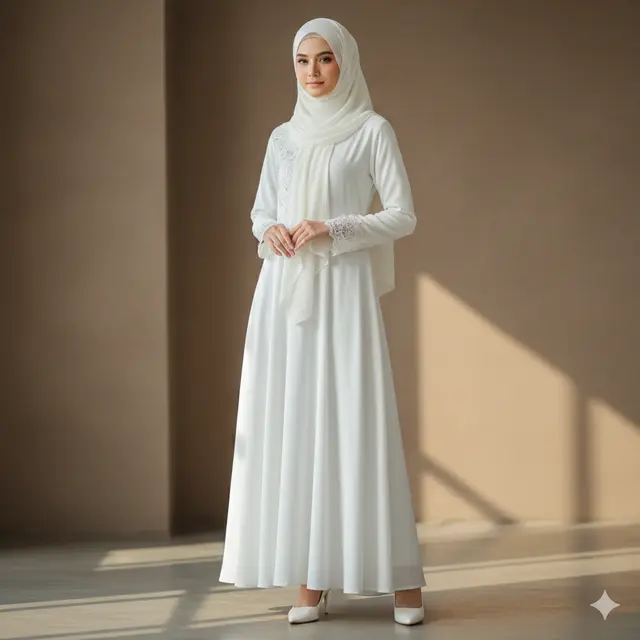 Model Gamis Abaya Putih yang Elegan