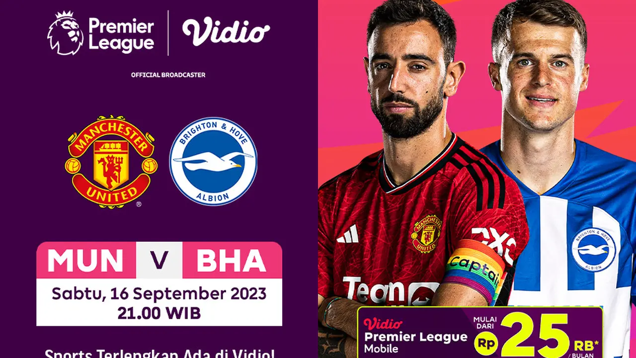Link Live Streaming Manchester United vs Brighton di Vidio, 16 September 2023