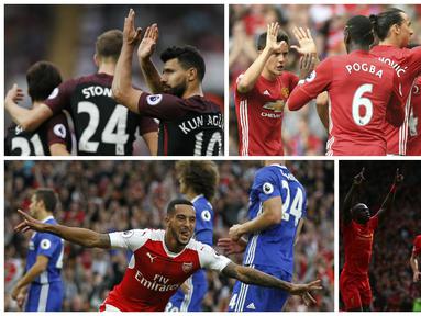 Berikut hasil Premier League musim 2016-2017 pekan ke-6 yang diwarnai kemenangan keenam City serta keberhasilan MU memutus hasil buruk. (AFP-Reuters)