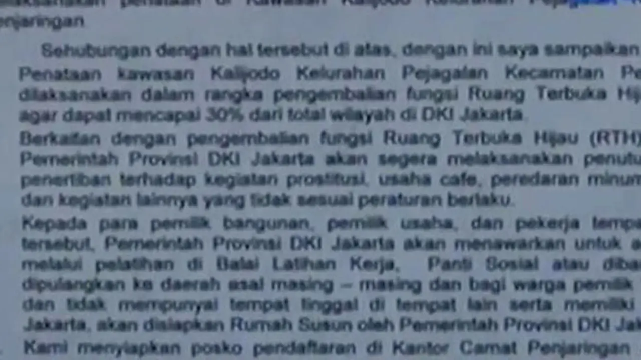 VIDEO: Kawasan Kalijodo Akan Dijadikan Ruang Terbuka Hijau