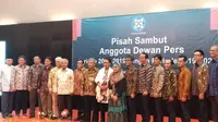 Acara pisah sambut pengurus lama dan baru Dewan Pers, Jakarta, Rabu (12/6/2019). (Liputan6.com/Ika Defianti)