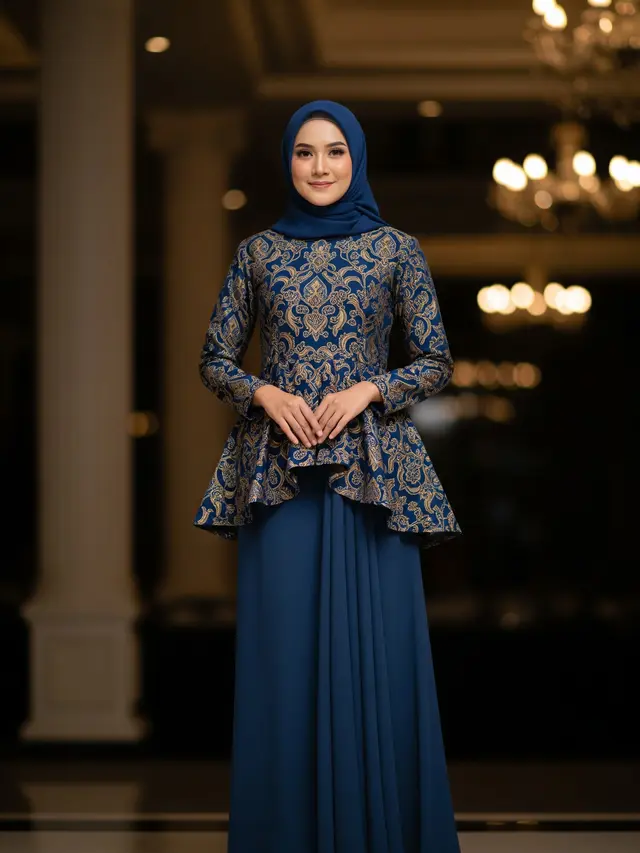 9 Model Gamis Batik Kombinasi Polos untuk Acara Kondangan Malam, Elegan dan Modern