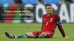 Cristiano Ronaldo harus keluar lapangan lebih cepat akibat menerima tekel keras dari Dimitri Payet.