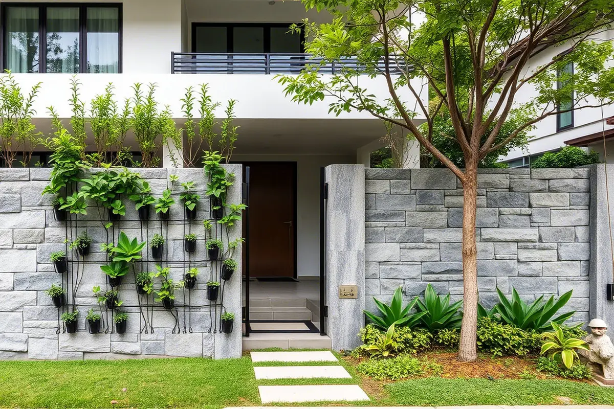 Model Pagar Rumah Minimalis Batu Alam