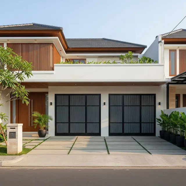 Model Carport Tertutup dengan Pintu Geser.