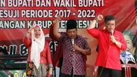 Pasangan Febrina-Adam yang diusung PDIP di Pilkada Mesuji, Lampung. (Liputan6,com/Taufiqurrohman)