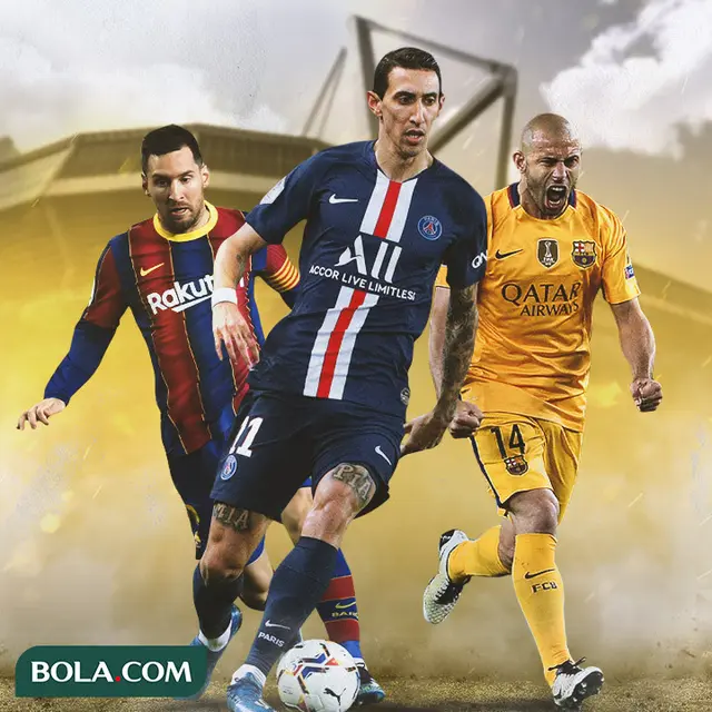 Ilustrasi - Lionel Messi, Angel Di Maria, Javier Mascherano