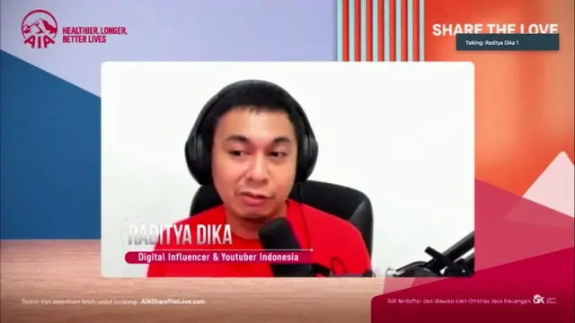 Raditya Dika saat menghadiri webinar Share The Love. (Foto: Koleksi Pribadi)