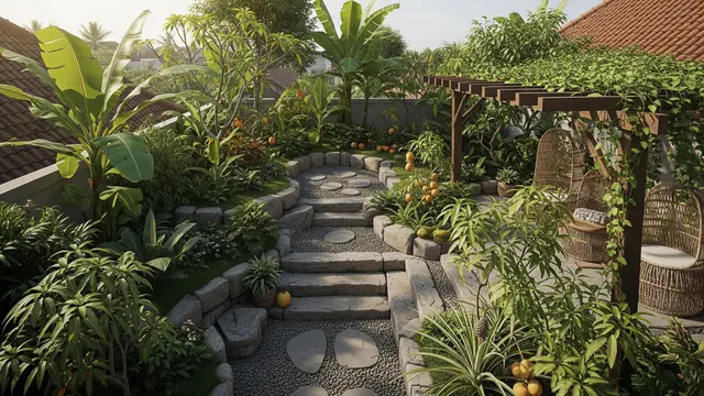 Rooftop dengan Nuansa Natural dan Bertingkat