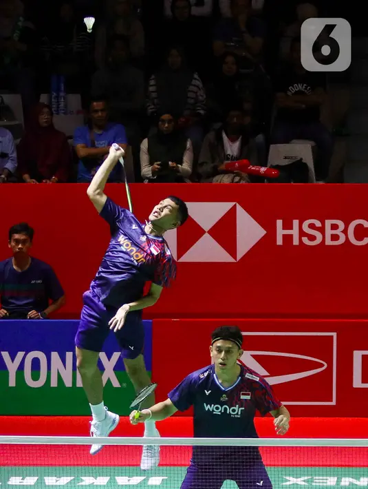 Kemenangan atas ganda putra Malaysia mengantar Fajar Alfian/Muhammad Rian melaju ke perempat final Indonesia Masters 2025. (Liputan6.com/Herman Zakharia)