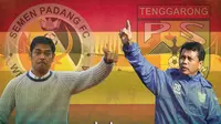 Nilmaizar, Pelatih Semen Padang dan Jafri Sastra, Pelatih Mitra Kukar (bola.com/Rudi Riana)