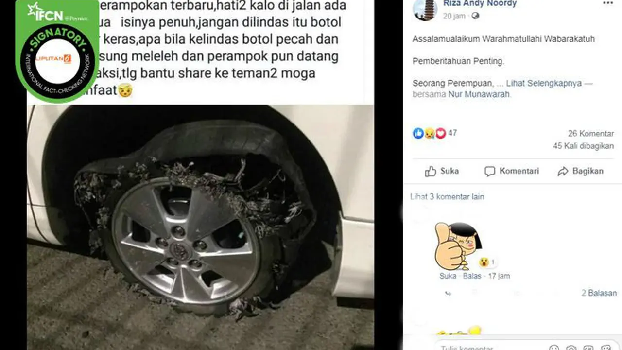 [Cek Fakta] Gambar Tangkapan Layar tentang Ban Pecah
