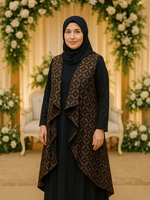 Cardigan Batik tanpa Lengan untuk Kondangan dan Acara Resmi Ibu-Ibu Usia 50 Tahunan