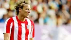 Striker Atletico Madrid Diego Forlan bertanding melawan Stromsgodset dalam partai Liga Europa di Drammen, Norwegia, 4 Agustus 2011. AFP PHOTO/SCANPIX NORWAY/Haakon Mosvold Larsen