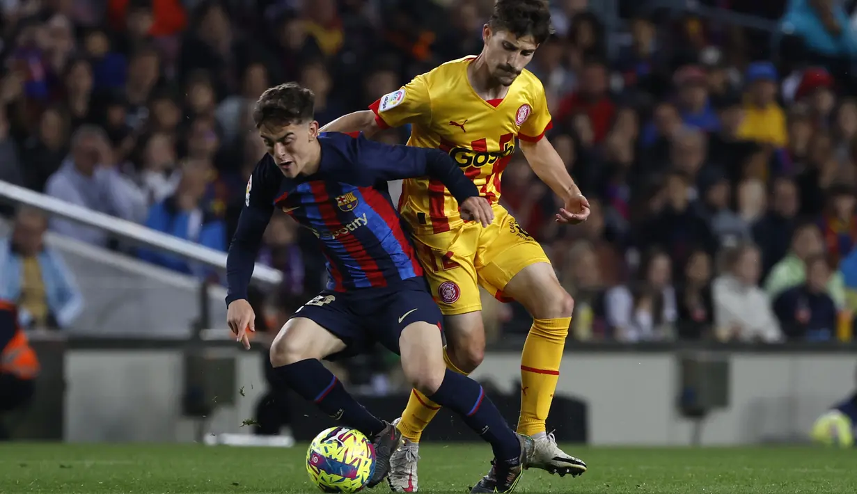 Meski hanya menghadapi tim papan tengah, Barcelona tetap menurunkan skuat terbaik. (AP Photo/Joan Monfort)