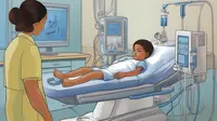 Ilustrasi Bocil Cuci Darah di Rumah Sakit Gara-Gara Penyakit Gagal Ginjal by AI