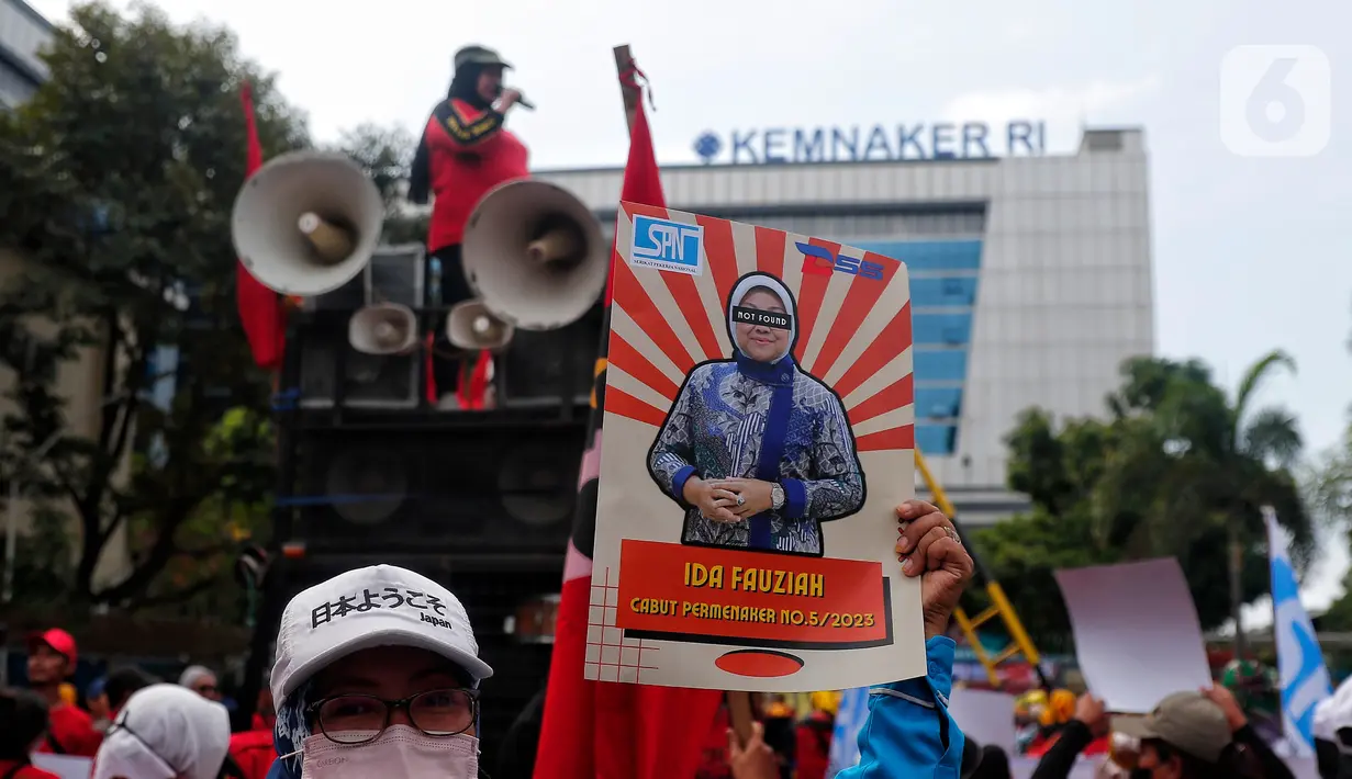 Menurut Said Iqbal, tidak pernah dalam sejarah Republik, upah itu dipotong terhadap para pekerja. Baru kali pertama ini, seorang Menaker melakukan pemotongan upah tanpa dasar hukum. (Liputan6.com/Angga Yuniar)