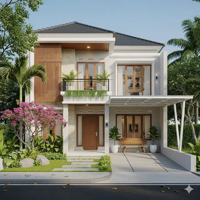 Model Mewah Sederhana dengan Balkon Kecil