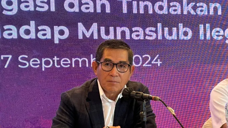 Kuasa Hukum Kadin Indonesia, Hamdan Zoelva, dalam konferensi pers Hasil Investigasi dan Tindakan Organisasi Terhadap Munaslub Ilegal, Selasa (17/9/2024). (Foto: Liputan6.com/Tira Santia)