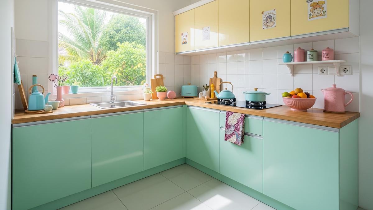 12 Inspirasi Dapur Sederhana Warna Pastel Ala Korea di Rumah Mungil, Cantik dan Fungsional