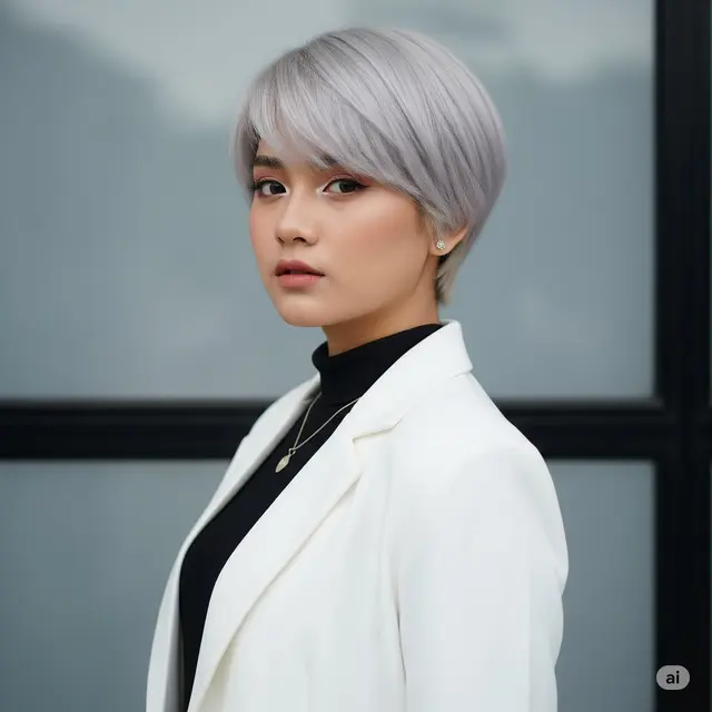 Inspirasi Rambut Pendek Highlight Abu-Abu. Foto: Gemini