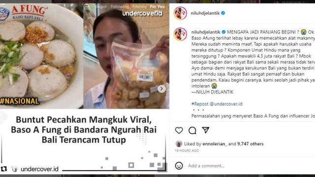 Polemik Kerupuk Babi Baso A Fung Masih Berlanjut, Niluh Djelantik Beda Pendapat dengan Anggota DPD Bali
