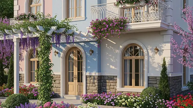 Desain Rumah Kecil Tapi Mewah Ala Villa dengan Taman Depan