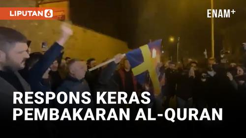 VIDEO: Respons Pembakaran Al-Quran, Aktivis Bakar Bendera Swedia