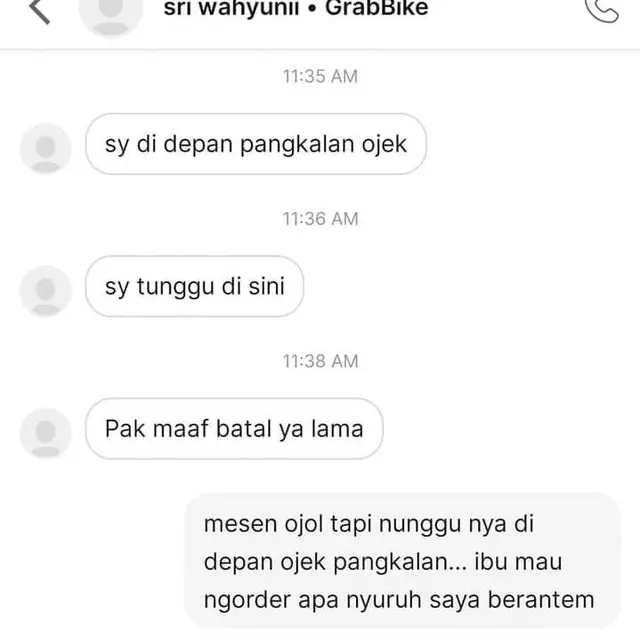 6 Chat Penumpang Batalkan Pesanan Ojek Online Sepihak Ini Bikin Kesal