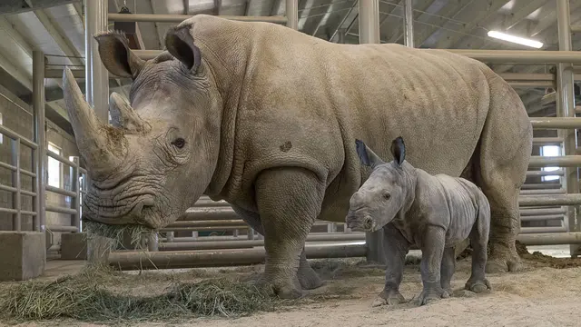 Seekor badak putih lahir di San Diego Zoo Safari Park pada 21 November 2019 diberi nama Future. (Ken Bohn/San Diego Zoo via AP)