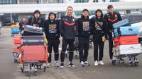 Madura United sudah sampai di Mongolia setelah menempuh perjalanan sekitar 19 jam. (Dok Madura United)