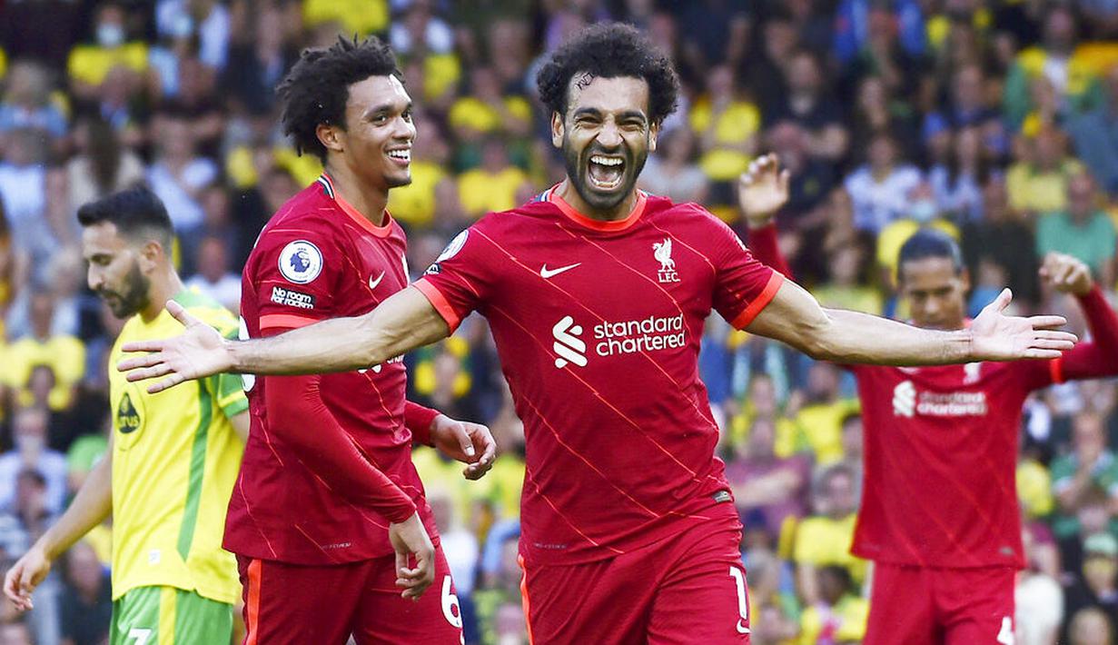 Liverpool meraih hasil positif pada laga pembuka Premier League 2021/2022 usai menaklukkan tim promosi Norwich City, Sabtu (14/8/2021). (Foto: AP/Rui Vieira)