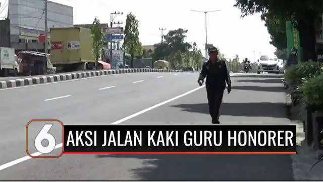 Wujud syukur lulus seleksi PPPK 2021, guru honorer di Klaten, Jawa Tengah, melakukan aksi jalan kaki hingga 42 kilometer. Sebelumnya guru ini telah berulangkali gagal dalam tes CPNS.