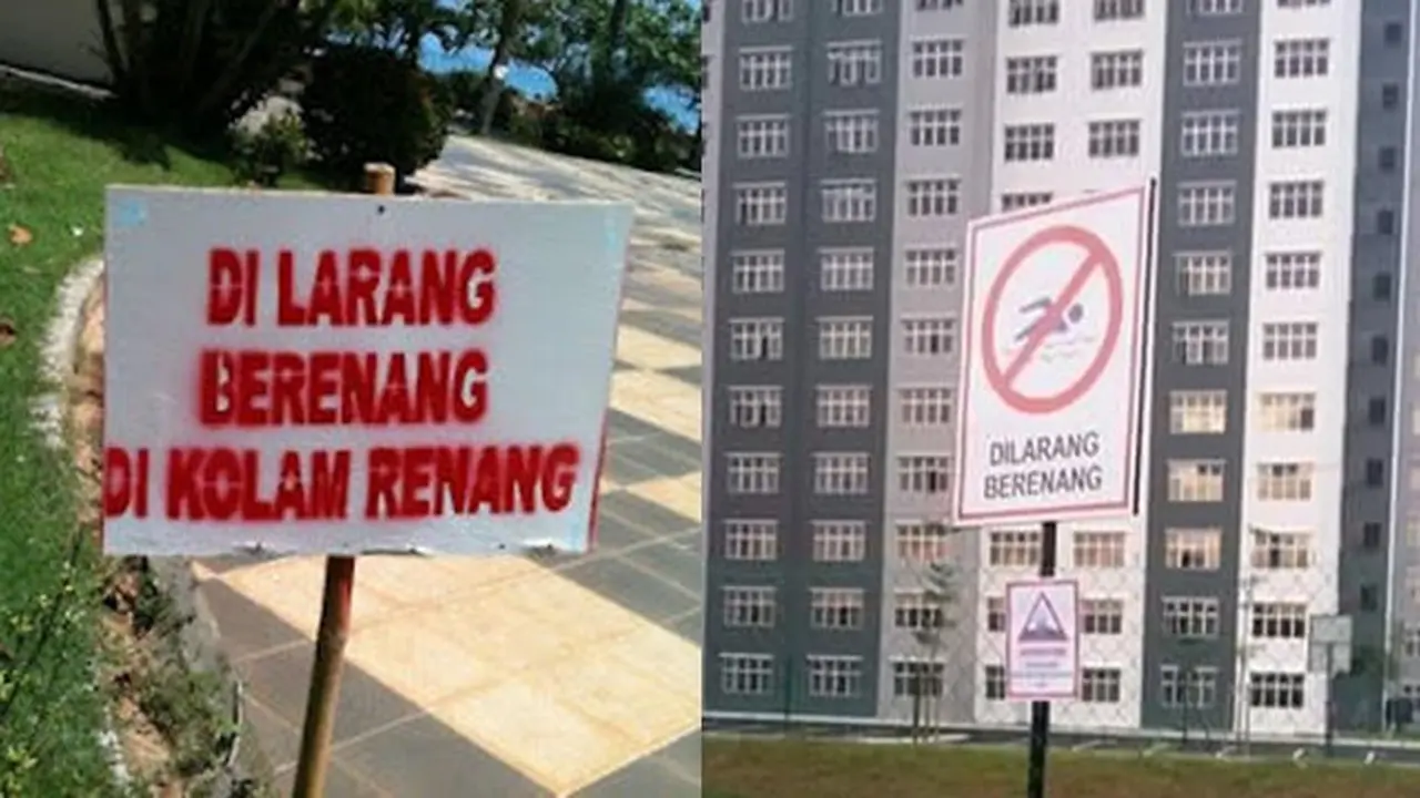 6 Tulisan Dilarang Berenang Ini Bikin Tepuk Jidat