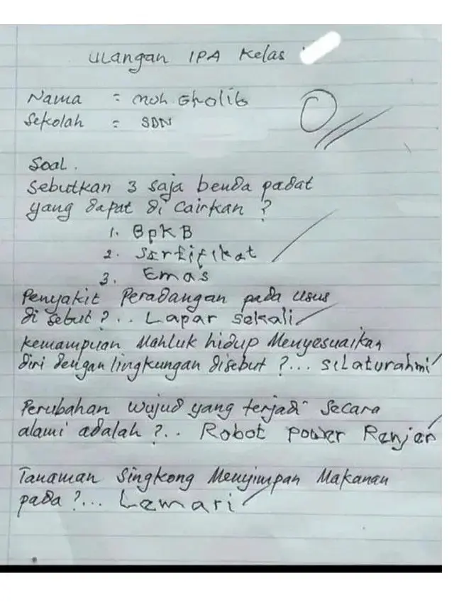 6 Potret Hasil Ulangan IPA Murid Dapat Nilai 0 Ini Bikin Guru Elus Dada