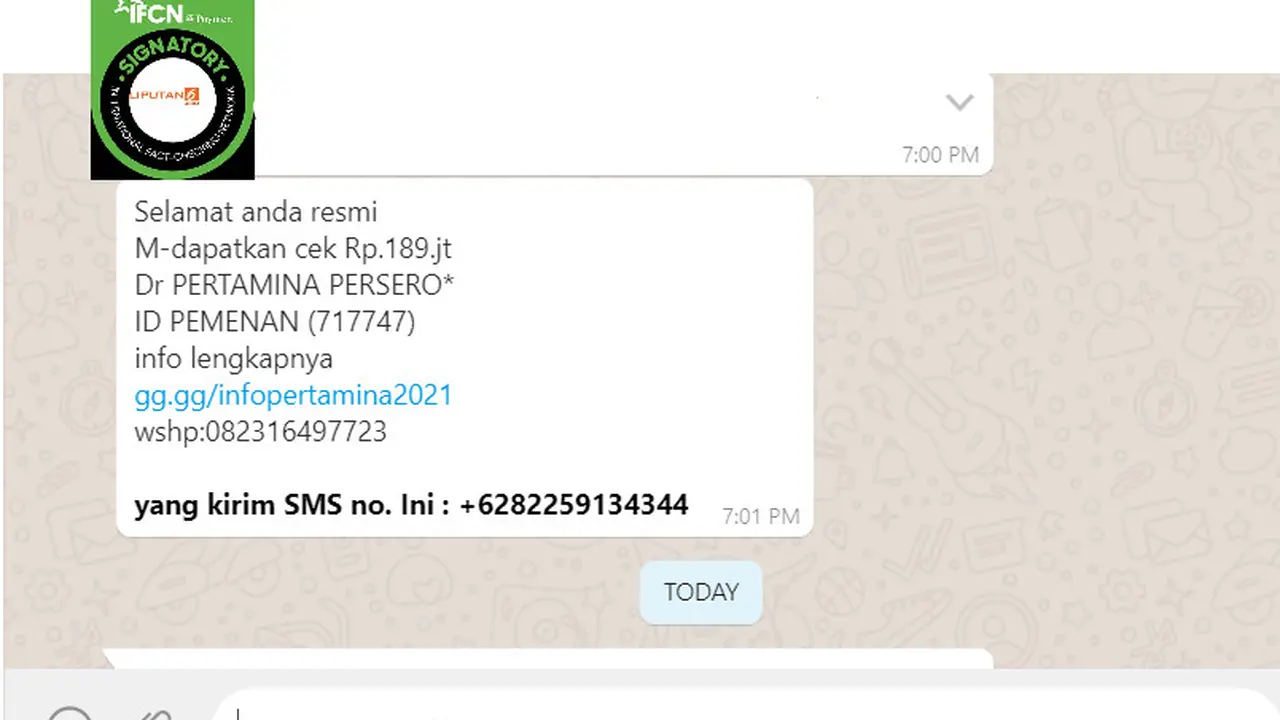Cek Fakta Liputan6.com menelusuri klaim Pertamina bagikan cek senilai Rp 189 juta