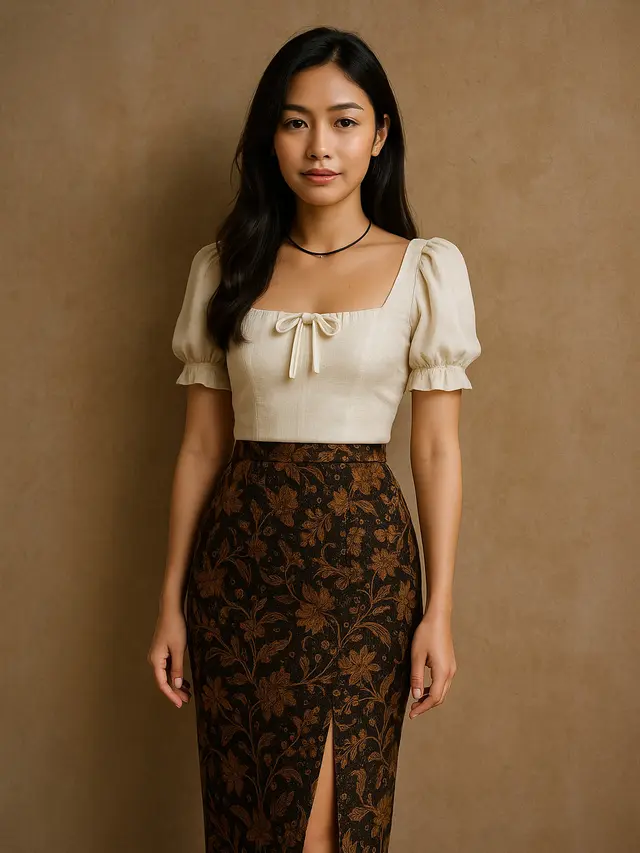 Model Padupadan Rok Span Batik Belah Samping