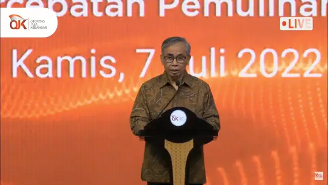 Ketua Dewan Komisioner OJK, Wimboh Santoso saat pertemuan nasional pengawasan Market Conduct SJK, Kamis 7 Juli 2022. (Foto: tangkapan layar/Pipit I.R)