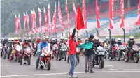 Ribuan pengguna motor Honda CBR memadati Sirkuit Internasional Sentul, Bogor, Jawa Barat, Minggu (9/12/2018) dalam Indonesia CBR Race Day (ICE day)..