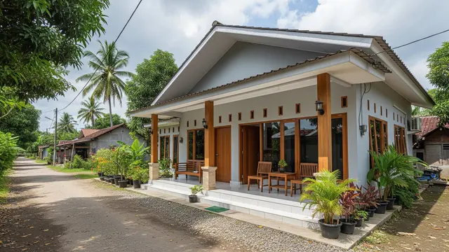 Desain Atap Pelana dengan Teras Lebar
