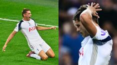 Foto kolase ekspresi selebrasi dan kecewa pemain Tottenham Hotspur, Micky van de Ven dalam laga final UEFA Super Cup 2025 melawan PSG di Bluenergy Stadium, Udinese, Italia, Rabu (13/08/2025) waktu setempat. (Foto kolase:AP Photo/Denes Erdos dan AFP/Marco Bertorello)