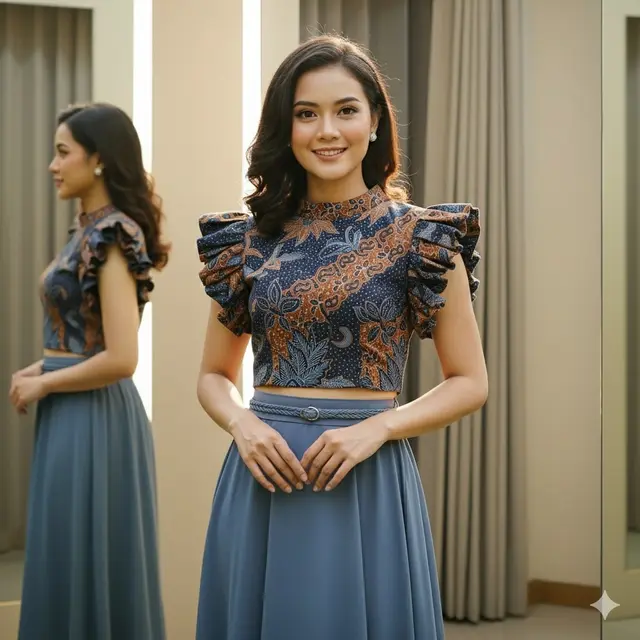 Tips Styling Batik Lengan Panjang Ruffle Elegan