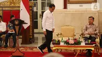 Presiden Joko Widodo (Jokowi) seusai memberikan arahan ketika memimpin Sidang Kabinet Paripurna di Istana Negara, Jakarta, Kamis (3/10/2019). Sidang kabinet paripurna ini merupakan rapat besar yang terakhir digelar oleh Pemerintahan kabinet kerja. (Liputan6.com/Angga Yuniar)