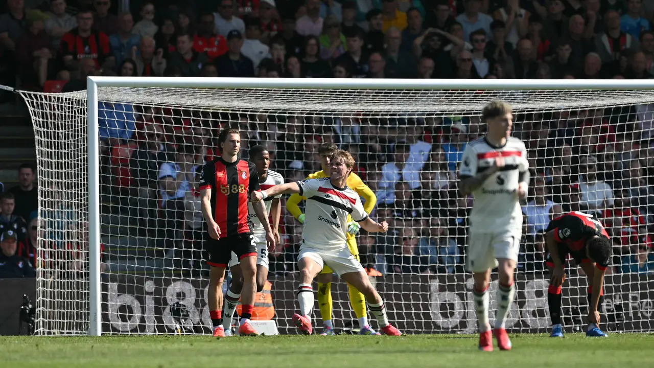 Selebrasi Rasmus Hojlund saat Manchester United melawan Bournemouth