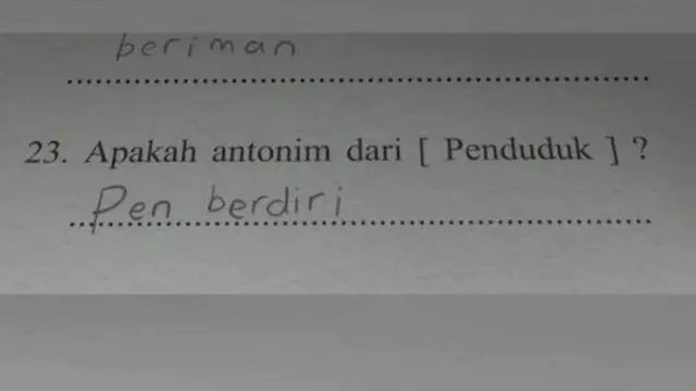 10 Potret Jawaban UAS Anak SD Ini Kocak, Bikin Guru yang Mengkoreksi Geleng Kepala