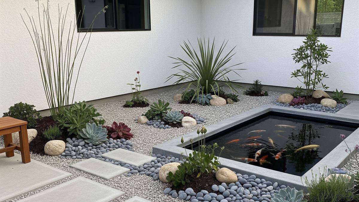 7 Inspirasi Taman Kering Kombinasi Kolam Ikan yang Mudah Dirawat untuk Hunian Modern